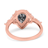 Pear Teardrop Natural Stone Leaf Style Ring