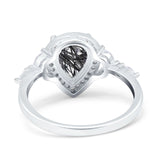 Pear Teardrop Natural Stone Leaf Style Ring