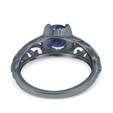 Art Deco Round Natural Stone Filigree Ring