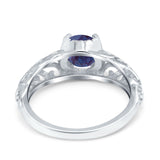 Art Deco Round Natural Stone Filigree Ring