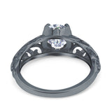 Art Deco Round Natural Stone Filigree Ring