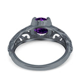 Art Deco Round Natural Stone Filigree Ring
