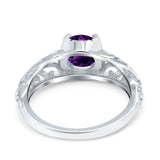 Art Deco Round Natural Stone Filigree Ring