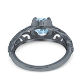 Art Deco Round Natural Stone Filigree Ring