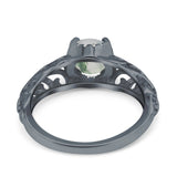 Art Deco Round Natural Stone Filigree Ring