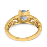 Art Deco Round Natural Stone Filigree Ring