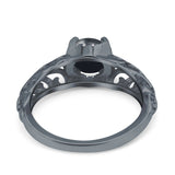 Art Deco Round Natural Stone Filigree Ring