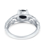 Art Deco Round Natural Stone Filigree Ring