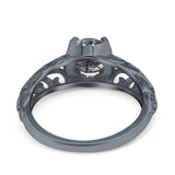 Art Deco Round Natural Stone Filigree Ring