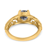 Art Deco Round Natural Stone Filigree Ring