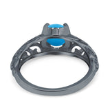 Art Deco Round Natural Stone Filigree Ring