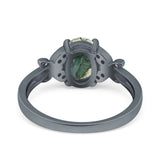 Art Deco Oval Natural Stone Butterfly Ring