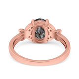 Art Deco Oval Natural Stone Butterfly Ring