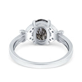 Art Deco Oval Natural Stone Butterfly Ring