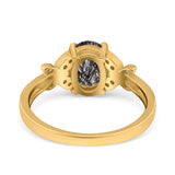 Art Deco Oval Natural Stone Butterfly Ring