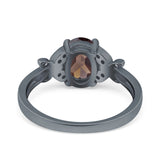 Art Deco Oval Natural Stone Butterfly Ring