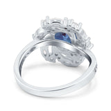 Floral Oval Natural Stone Cocktail Ring