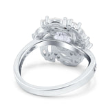 Floral Oval Natural Stone Cocktail Ring