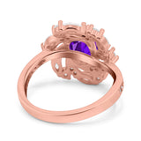 Floral Oval Natural Stone Cocktail Ring
