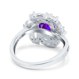 Floral Oval Natural Stone Cocktail Ring