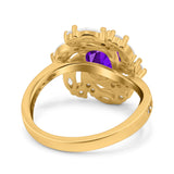 Floral Oval Natural Stone Cocktail Ring
