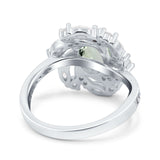 Floral Oval Natural Stone Cocktail Ring