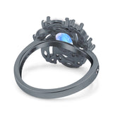 Floral Oval Natural Stone Cocktail Ring