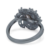 Floral Oval Natural Stone Cocktail Ring