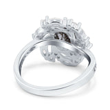 Floral Oval Natural Stone Cocktail Ring