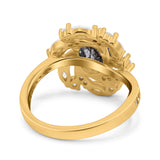 Floral Oval Natural Stone Cocktail Ring