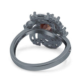 Floral Oval Natural Stone Cocktail Ring