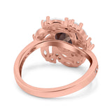 Floral Oval Natural Stone Cocktail Ring