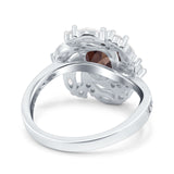 Floral Oval Natural Stone Cocktail Ring