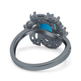 Floral Oval Natural Stone Cocktail Ring