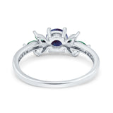 Art Deco Round Natural Stone Floral Ring