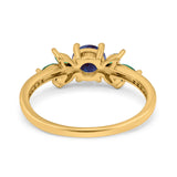 Art Deco Round Natural Stone Floral Ring