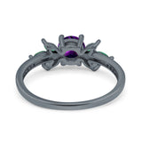 Art Deco Round Natural Stone Floral Ring