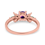 Art Deco Round Natural Stone Floral Ring