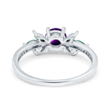 Art Deco Round Natural Stone Floral Ring