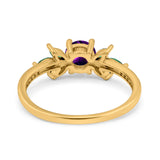 Art Deco Round Natural Stone Floral Ring