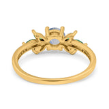 Art Deco Round Natural Stone Floral Ring