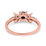 Art Deco Round Natural Stone Floral Ring