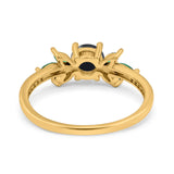 Art Deco Round Natural Stone Floral Ring