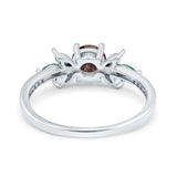 Art Deco Round Natural Stone Floral Ring