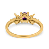 Art Deco Round Natural Stone Floral Ring