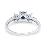 Art Deco Round Natural Stone Floral Ring