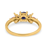 Art Deco Round Natural Stone Floral Ring