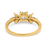 Art Deco Round Natural Stone Floral Ring