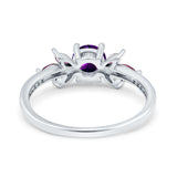 Art Deco Round Natural Stone Floral Ring