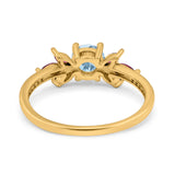 Art Deco Round Natural Stone Floral Ring